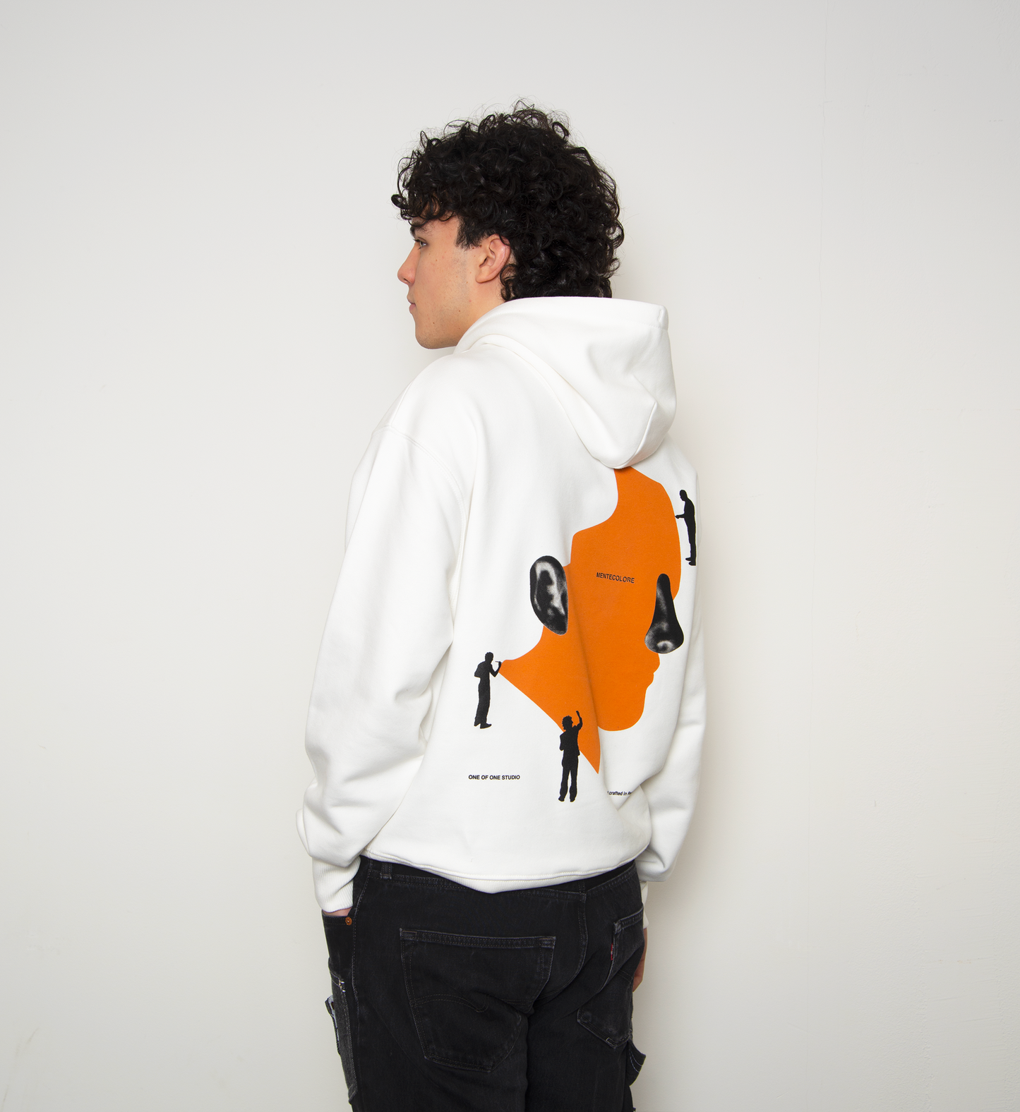 HOODIE TONAL FACE - WHITE